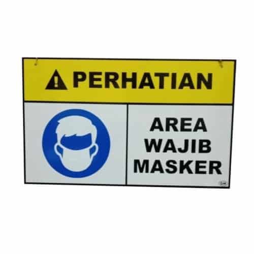 GM LABEL PERHATIAN AREA WAJIB MASKER UK. 30 X 50 CM